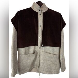 Charles Jourdan Vintage Wool Corduroy Jacket Women’s Size 42 France 12 Tweed